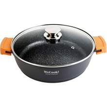 Cuisinons ensemble ! Casserole basse en titane Ecochef, induction, couvercle en verre de 30, antiadhésif QUANTANIUM écologique sans PFOA, aluminium coulé de 5 mm d'épaisseur, poignéen silicone, vitrocéramique, four - TAILLE - Voir 1