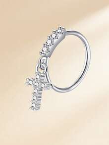 1 件 20G 吊坠鼻环女式不锈钢鼻穿孔饰品软骨耳环 CZ 花朵领结水滴十字耳屏耳轮唇穿孔，银金吊坠鼻环吊坠鼻穿孔首饰套装可爱鼻环耳环吊坠软骨耳环女士时尚配饰