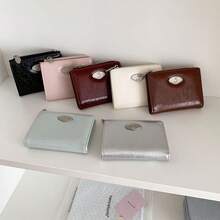 信封钱包 - 女士褶皱钱包 简约双折拉链真皮钱包 女士钱包 迷你钱包 钱包 小钱包 可爱钱包 - 彩色 - 查看 8