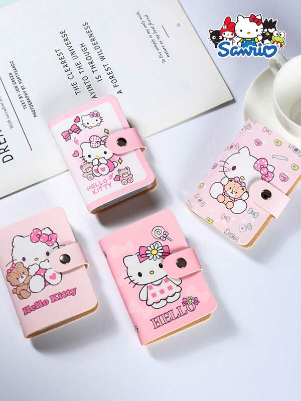 Sanrio 1 PC Sanrio Hello Kitty Sweet Style Pink Wallet With Snap Closure, Multiple Card Slots & ID Holder - Cute Cartoon Design For Girl, Everyday Use Or Gift, Cardholder Purse, Playful Design, Lightweight Purse