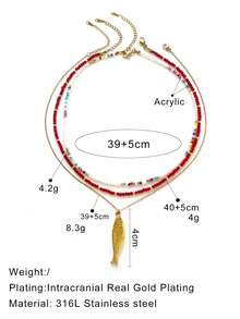 1 件不锈钢波西米亚风格鱼形装饰项链，法式时尚精致不锈钢高端小众复古小鱼吊坠，适合女士