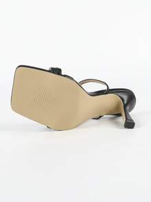 Women's Summer High Heel Sandals, Black Elegant Sexy Fashion Square Toe High Heel Sandals, Thin Strap Minimalist Dress Sandals For Wedding Bride, Party, Evening, Outdoor Wear - Black - View 11