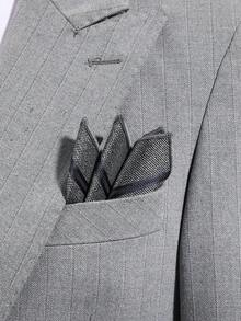 1pc Men's Fashionable Minimalist Striped Pattern Pocket Square Handkerchief, Suit Accessory Suitable For Party, Banquet, And Daily Wear