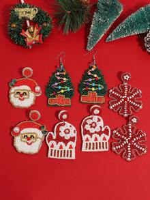 Ohrringe mit Weihnachtsmann-Perlenanhänger, Schneeflocken, Weihnachtsbaum-Hängeohrringe, Accessoire für täglichen Party-Schmuck, Geschenke zu Halloween und Weihnachten