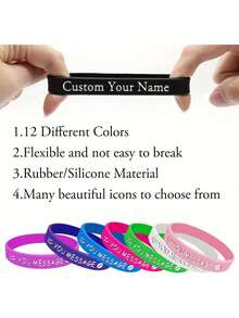 1/3/5/10pcs Customizable Silicone Bracelets - White With Black Text, , Sports Bracelet, Bracelet Set, Silicone Bracelet, Fashionable Silicone Bracelet, Bracelet, Cross Silicone Bracelet, Couple Gift.Festive Bracelet Matching, Halloween, Christmas Bracelets