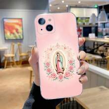 Funda de teléfono Nuestra Señora de Guadalupe compatible con  16,15,14,13,12,11 Pro,Max,Plus,X,XS,XR,SE,Mini de silicona transparente suave, compatible con funda de  17, funda de  17 Pro, funda de  17 Pro Max - z2 - Ver 2