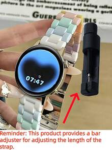 可爱糖果色亚克力表带，兼容三星 Galaxy Watch 7/6/5/4/5 Pro，女士夏季彩虹树脂手链，适用于 40/43/44/45/47 毫米表盘，20 毫米/22 毫米表带宽度 - 粉色 - 查看 9