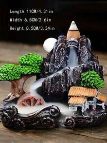 1pc Resin Crafted Waterfall Incense Burner, Reverse Flow Incense Burner, Mountain Tower Incense Holder, Decorative Incense Stand, Room Decor, Dining Table Decor, Creative Home Gift - Multicolor - View 15
