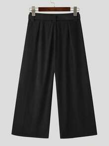 INCERUN Fashion Mens High Waist Zipper Casual Loose Bottoms Wide Leg Trousers Winter Long Pants - 黑色 - 查看 5