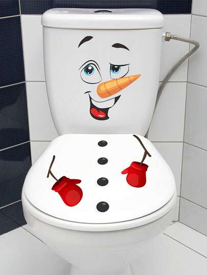 1pc Christmas Snowman Toilet Sticker Cartoon Waterproof Self-Adhesive Removable Bathroom Sticker Decor Suitable For Christmas New Year Bathroom Walls Bathtubs And Toilets Home Decor Supplies Christmas Decorations Room Decor Wall Decor Wall Stickers Wall Sticker Stickers Christmas Decorations Home