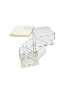 1pc Children's Room Rotating Desktop Storage Box, 2-Layer 3-Compartment Dust-Proof Hair Clip Organizer