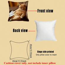 1 件懒猫枕套，报纸主题枕套，45x45 厘米，适用于沙发、农舍，单面印花，可爱又有趣的宠物猫抱枕套，无枕芯 - 棕色 - 查看 3