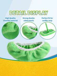 1/3/5/10 pièces Tampons de rechange de vadrouille verte réutilisables, compatibles avec les vadrouilles à balai. Parfaits pour le nettoyage des surfaces et des sols en bois dur (la vadrouille n'est pas incluse)