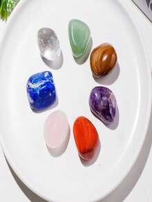 7pcs Chakra Stones Set - Natural Rough Gemstones For Aquariums, Home & Garden Decor - Multicolor - View 7