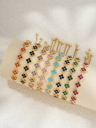 1pc Zirconia Lucky Clover Adjustable Bracelet, Fashionable & Versatile, Ideal Gift For Valentine's Day And Birthday