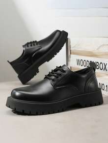 بوت رجالي جديد لخريف 2025، بوت جلدية كاجوال متعددة الاستخدامات، بوت عمل رسمية بتصميم أصابع مستديرة باللون الأسود