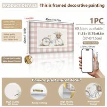 1pc Framed Canvas Wall Art, Pink Nursery Gallery Wall Set, Baby Girl Room Decor, Vintage Children's Room Decoration, Girl Gallery Art, Antique Nursery Wall Decor