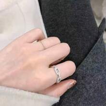 1pc Women's Fashion Ring, Luxurious & Unique Design, Alloy Inlaid Zirconia Interlocking Decorative Ring, Suitable For Valentine's Day, Vacation, Commute, Date, Party, Wedding, Engagement, Gift For Wife, Girlfriend, Mother Birthday, Anniversary, New Year, All Seasons
