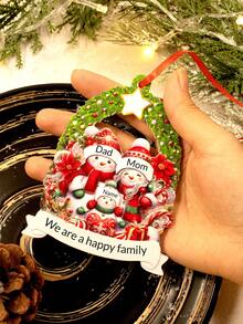 Custom Christmas Ornaments With Name, Personalized Christmas Tree Decorations, Customized 2-8 Names Ornaments, Customizable Christmas Decorations, Diy Ornaments, Christmas, Indoor, Outdoor, Garden, Anniversary, Snowman Family, Christmas Tree Ornaments, Room Decor, Mom, Dad - Style B - View 4