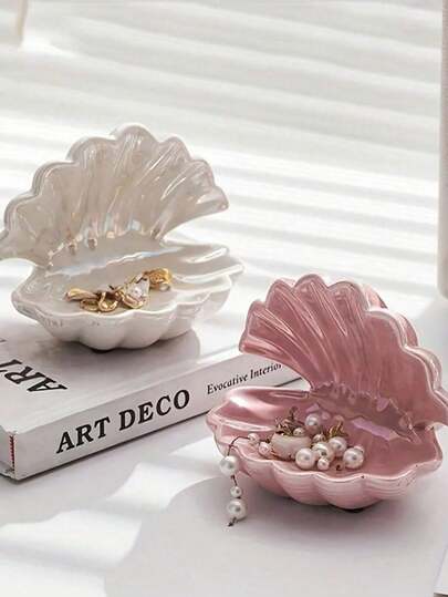 1pc Shell Jewelry Tray, Artistic Decorative Style, Multipurpose Half-Round Key And Jewelry Holder For Entryway/Vanity, Home Decor, Thoughtful Gift For Mother/Friend Wedding Gift, Jewelry Tray Sun Travel Cool