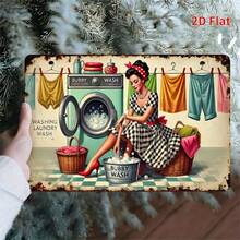 2D Flat, 1 "Laundry" Metal Iron Sign - Indoor And Outdoor Hanging Decoration For Home, Kitchen, Dining Room, Bedroom, Garden, Bathroom, Garage, Hotel, Office, Bar, Cafe, Gym, Room Decoration - Easy To Hang 7.8x11.8 Inches, Perfect For Room Decor - Nhiều màu - Xem 1