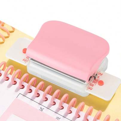 Yunir Perforadora Manual de 5 Hojas, 26/30/20 Orificios, Rosa, Hierro