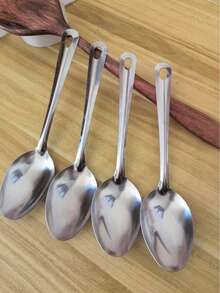 1pc/2pcs Stainless Steel Serving Spoon - Large Size, Ergonomic Metal Self-Serve Spoon, Suitable For Hotel, Cafeteria, Home Use And Outdoor Picnic, Elegant And Durable