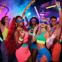 145pcs Glow In The Dark Party Supplies - LED Finger Lights, Foam Glow Sticks, Bunny Ear Hair Band Holder, Glow Sticks Bracelets, Glow Sticks & Tube Glasses For New Year's, Birthday, Wedding, Christmas, Halloween & Concert Light Up Parties Decoration, Halloween Party Props - Nhiều màu - Xem 11