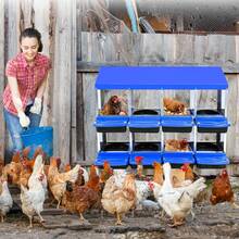 Chicken Nesting Box,Metal Roll Away Chicken Laying Box With Lid Cover To Protect Eggs,Easy Egg Collection,Cleanable For Chicken - 8 cuadrículas azules (sin corchetes) - Ver 2