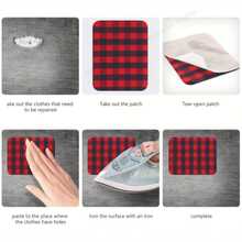 12 Pieces/Set Diy Iron On Plaid Checkered Activated Adhesive Fabric Patches For Clothing Repair Clothes Jeans Skirts Bags Hat Accessory Pillowcases Durable