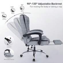 GartistGo Chaise de bureau ergonomique avec siège haut et fonction d'inclinaison réglable - Gris avec repose-pieds - Voir 7