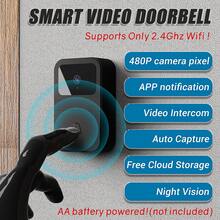Intelligent Wireless Video Doorbell, Intelligent App Video Doorbell With Video Calling And Voice Changing Function, Free Cloud Storage, No Battery (3 No. 5 Batteries Need To Be Purchased By Yourself), Voice Conversion Function To Protect Your Privacy And Security - màu đen - Xem 1