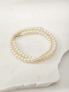 Clariva 简约时尚百搭高品质玻璃珍珠项链，颈链，适合女孩的圣诞礼物 - 白色6mm - 查看 2