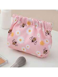 1pc PU Leather Waterproof Makeup Bag, Cosmetic Organizer Pouch, Lightweight Toiletry Bag, Waterproof PU Skincare Bag, Large Capacity Double Layer Makeup Bag With Compartments, Cosmetic Travel Bag