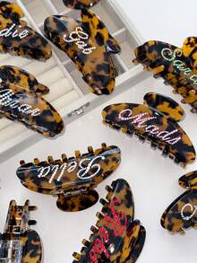 Customizable Rhinestone Leopard Print Hair Claw Clip, Suitable For Wedding, Bridal, Holidays, And Gifting To Girlfriend, Colorful,Cute,Adorable,Funny,Kawaii,Y2K,Stylish,Unisex,Casual,Custom,Personalized,Unique,Customized,Ideal Gifts For Him,Ideal Gifts For Her,Her,Boyfriend,Girlfriend,Family,Friends,Customized Hair Accessories,Vacay Vibe Au