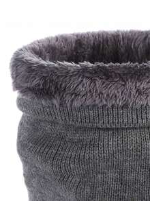 1条优雅纯色涤纶围巾，带天鹅绒衬里 - 男女通用弹力针织保暖围脖，户外保暖，80%涤纶，20%氨纶，可机洗 - 衬里颜色随机