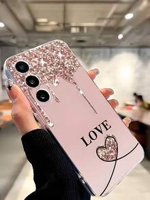 粉色1件装高级闪光爱心透明软手机壳，兼容三星Galaxy A04e/12/A13/A14/A34/A50/A52/A53/A54/S21/S22/S23/S24/S25/S25 Ultra，礼品 - 無色 - 查看 7