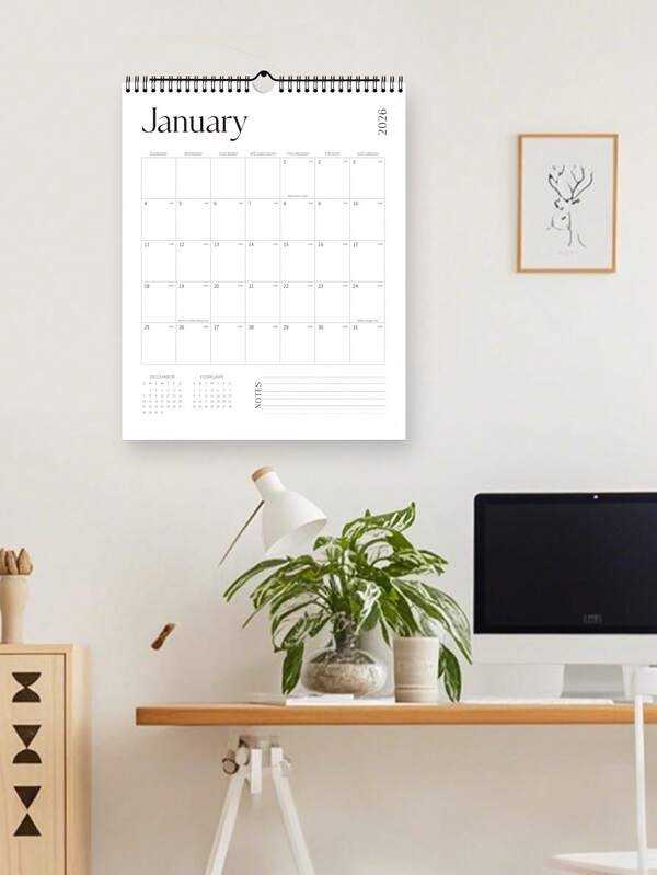 2026 Wall Calendar – Large Monthly Hanging Calendar With Spiral Binding, Spacious Grids & Notes Section, Jan.2026-June 2027,Minimal Style For Home, School & Work, Deadlines, Holidays, Appointments, Office Supplies, Halloween