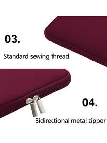 1pc Polyester Padded Solid Color Large Capacity Fully Enclosed Tablet Sleeve, Suitable For 11/13/14/15.6 Inch Tablets, Lightweight Zipper Design - Multicolor - View 5