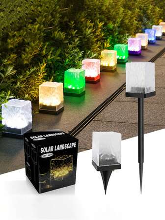 3PCS/Set Solar Outdoor Ice Brick Lights - IP65 Waterproof Dynamic Light Effect Lamp For Garden Yard Ambient Decoration