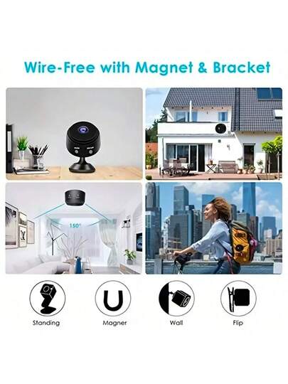 1pc/ Mini Wireless 2.4Ghz WiFi Slimme Security Camera, Home Monitor, Mobile Remote App, View Anytime Anywhere, Butler Assistant, Viewing view 7