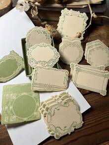 30pcs/Box Vintage Minimalist Boxed Embossed Decorative Paper, Scrapbooking Supplies, Specialty Paper, Thick Cardstock, Artistic Embossed Diary & Journal Craft Material, DIY Background - Multicolor - View 2