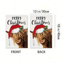 Christmas Garden Flag - Double-Sided Linen Outdoor Flag With Baby Highland Cow & Cardinal - 12x18 Inch Winter Farmhouse Yard Decoration - , Weather-Resistant (1pc, No Stand Included)