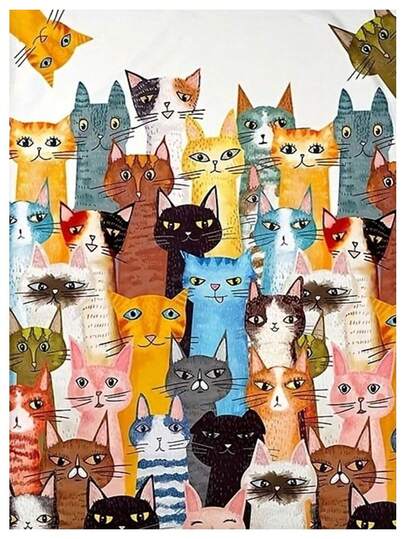 1 件可爱多彩猫咪钻石画 DIY 钻石画套装 - 马赛克手工绘画装饰画，30X40 尺寸，满钻画 DIY 手工彩色卡通猫咪组客厅卧室精美装饰贴钻画，家居装饰艺术挂画