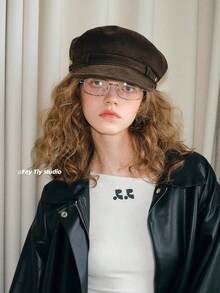 1pc Unisex Retro British Style Newsboy Cap, Suede-Like Fabric, Octagonal Hat, Fashionable, Flattering, Suitable For Autumn/Winter