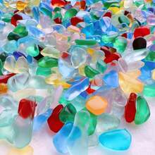 150/300/600g Pierres de verre de mer colorées et givrées - 0,35 à 0,59 pouces. Diverses pierres de verre de plage colorées et givrées, convenant pour le remplissage d'aquariums, la fabrication de bijoux, les bouteilles à vœux, le remplissage de vases, la réalisation de mosaïques artisanales, les cadres photo faits main et autres artisanats