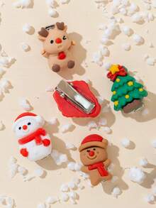 5pcs Cute & Soft Holiday Vibe Hair Accessories/Clips - Reindeer/Christmas Tree/Teddy Bear/Christmas Element Pattern Decor Clips, Side Bangs Decor/Christmas Party Hair Clips, Claw Clips, Hair Claws, Hair Slide, Hair Barrettes