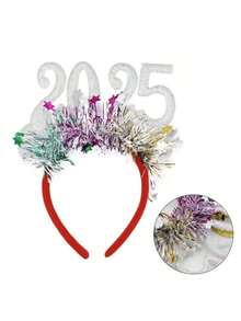 4 Confezioni di Accessori per Capelli Natalizi e per l'Anno Nuovo 2025, Decorazioni Festive per Feste, Cerchietti con Glitter e Paillettes, in Plastica, Senza Elettricità, Accessori Divertenti per Celebrazioni di Capodanno e Eventi di Cosplay, Decorazioni Natalizie per la Casa, Decorazioni per Stanze in Inverno