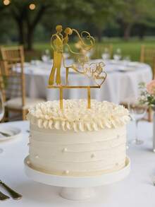 1个/2个/5个装情人节蛋糕装饰插牌，婚礼蛋糕装饰，周年纪念蛋糕装饰，订婚蛋糕装饰，“Mr & Mis”英文字母蛋糕装饰，烘焙装饰，厨房烘焙用品，蛋糕用品，甜品桌装饰 - 金色 - 查看 5