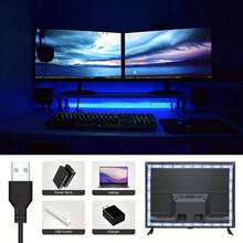 A Flexible RGB LED Decorative Strip Light Set, Featuring A 24-Key Remote Control And Powered By A 5V USB Supply. These Lights Come With Adhesive Backing For Easy Installation, Suitable For Use With Computers, Tvs, Cabinets, And Other Background - 彩色 - 查看 5